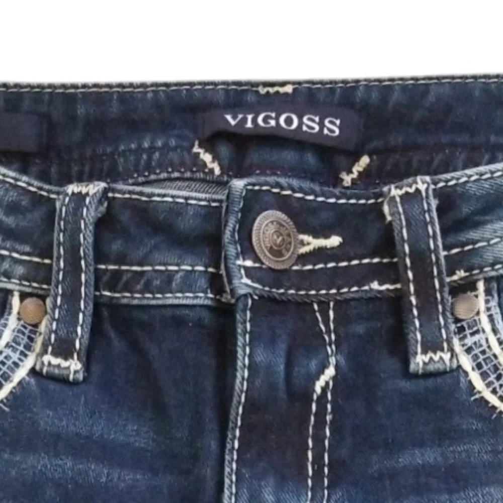 Vigoss‎ Heritage Fit Embroidered Denim Capris Size 6